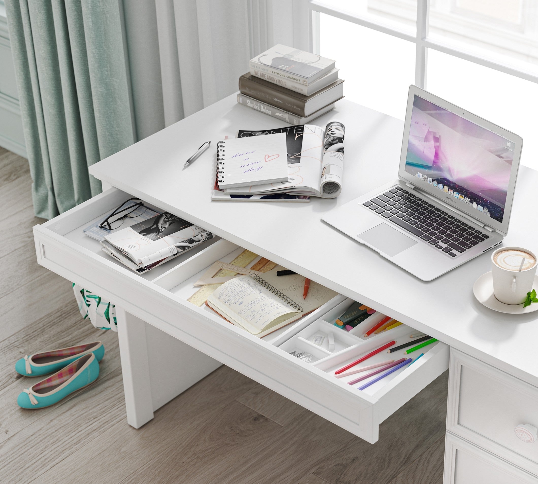 Birou Rustic White