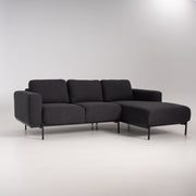 Canapea cu șezlong Praga Stofă Midnight Black