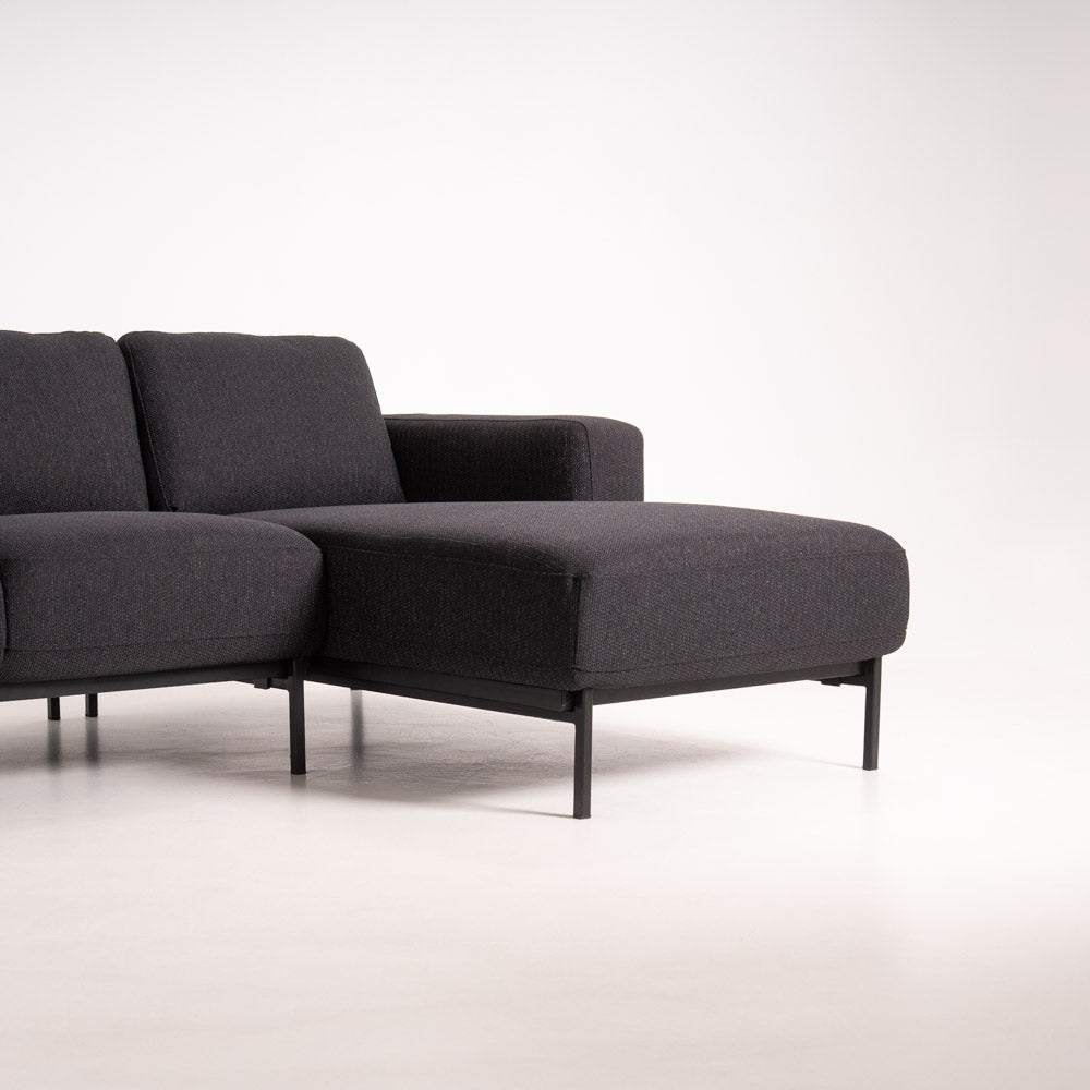 Canapea cu șezlong Praga Stofă Midnight Black