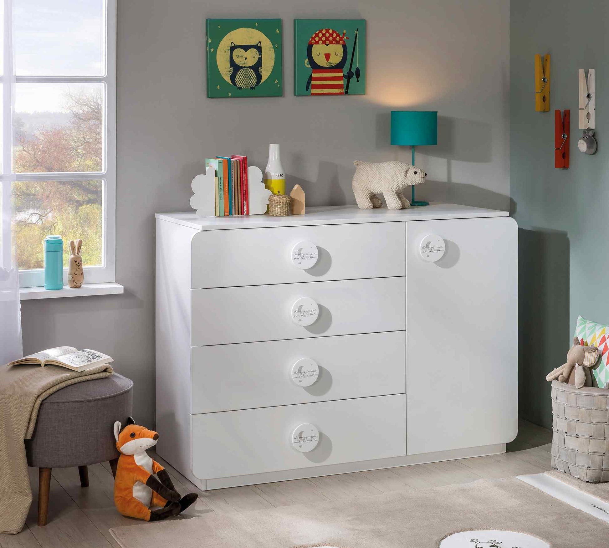 Comoda 4 sertare+1 usa Baby Cotton
