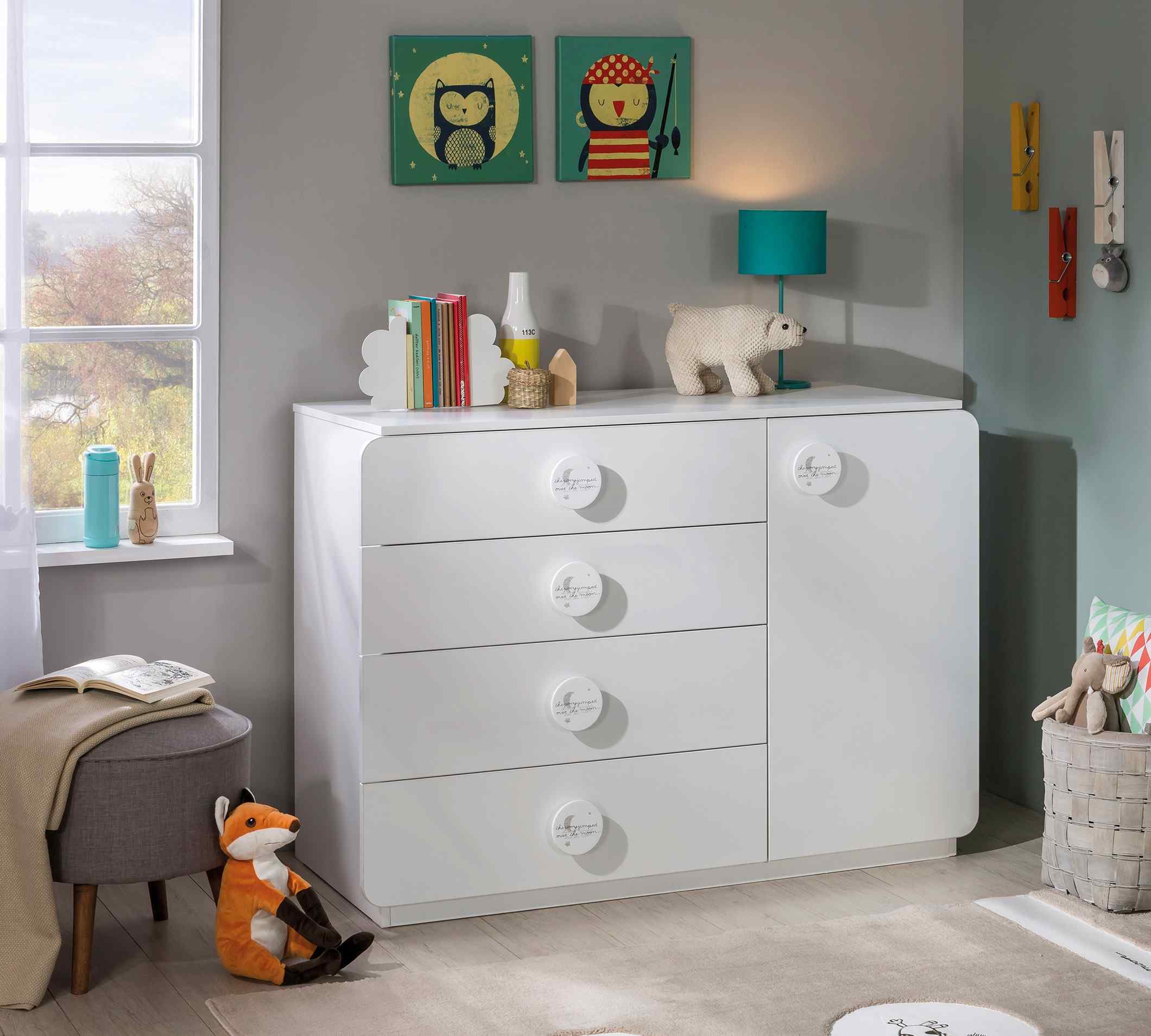 Comoda 4 sertare+1 usa Baby Cotton