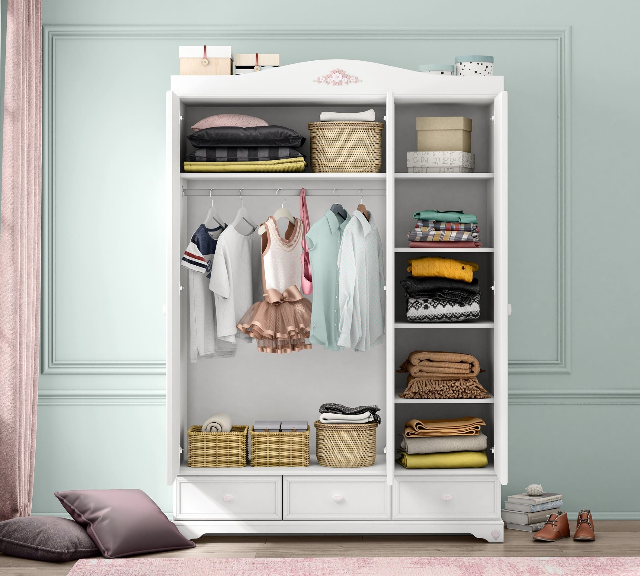 Dulap 3 usi Rustic White