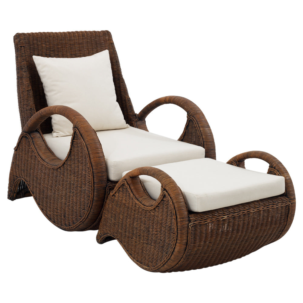 Fotoliu si taburet rattan - Santorini