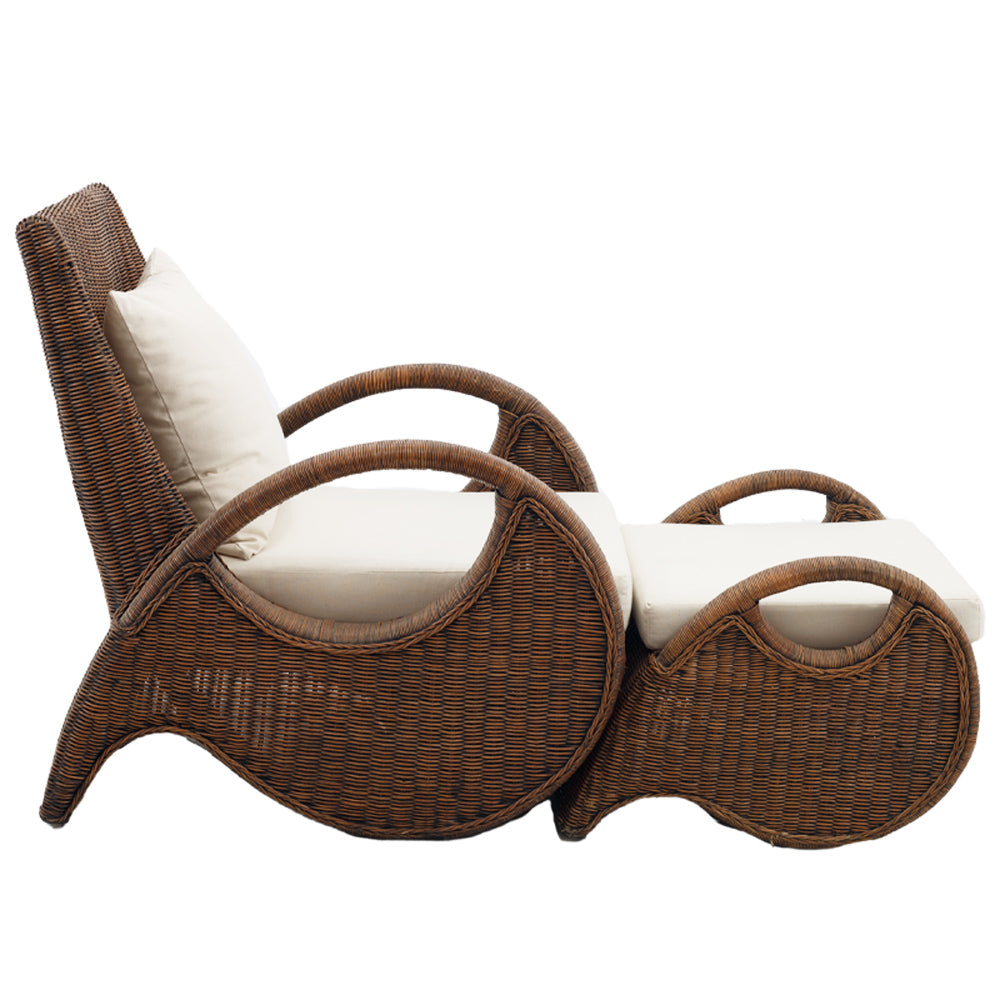 Fotoliu si taburet rattan - Santorini