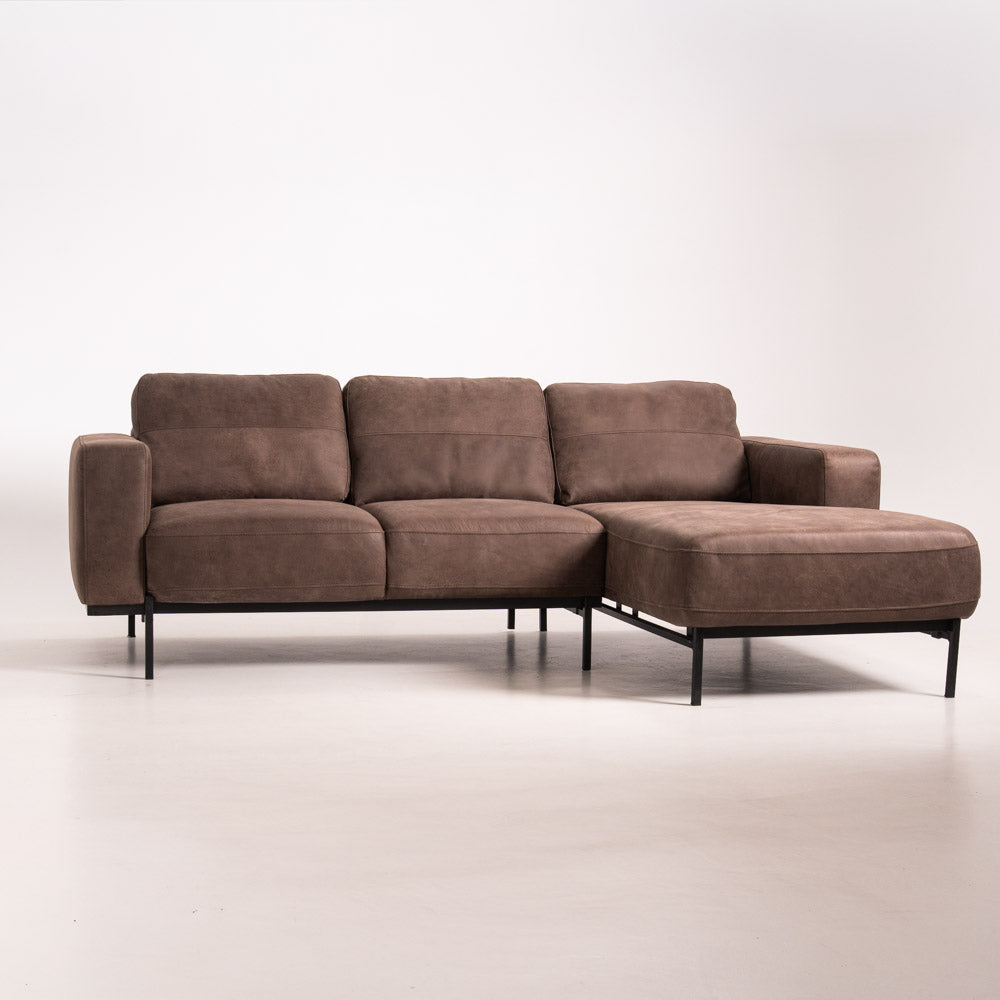 Canapea cu șezlong Praga Piele Outback Brown