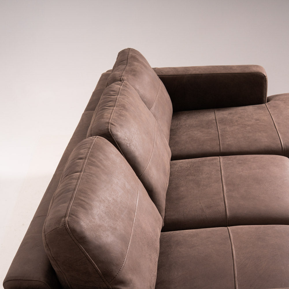 Canapea cu șezlong Praga Piele Outback Brown