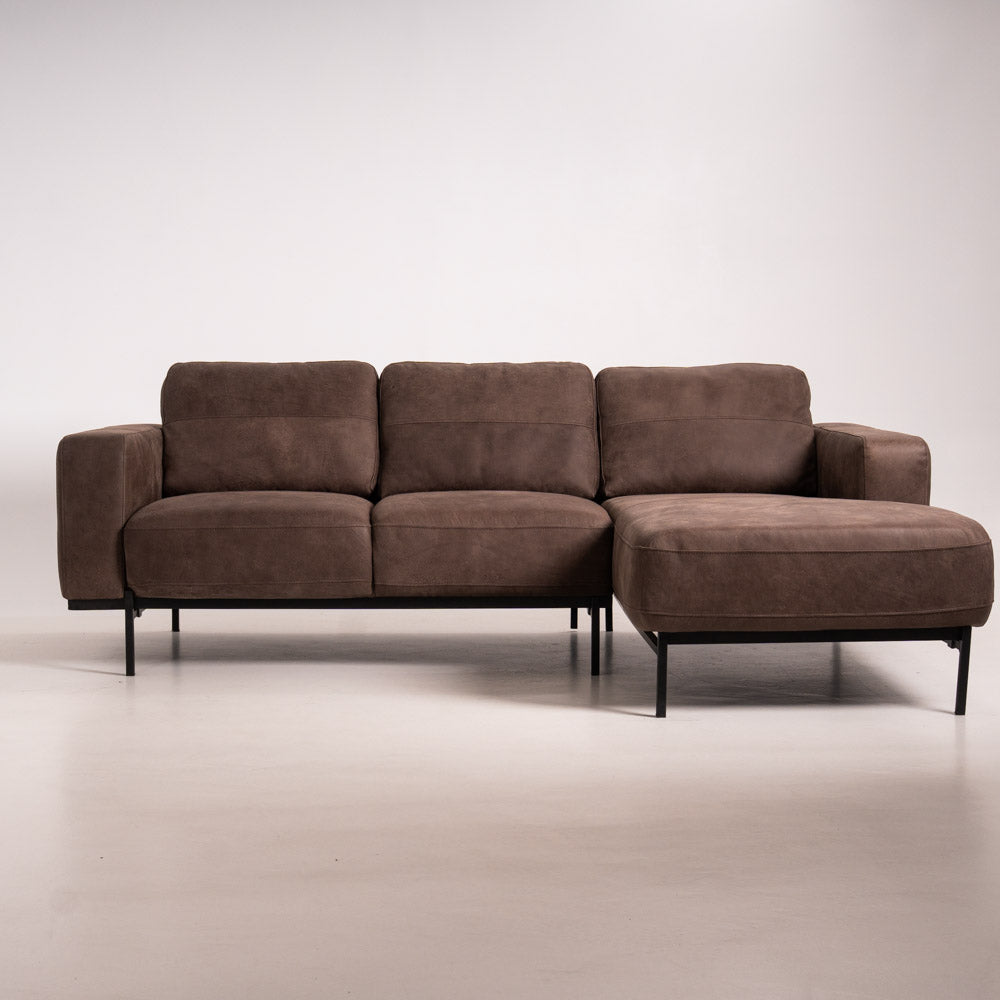 Canapea cu șezlong Praga Piele Outback Brown