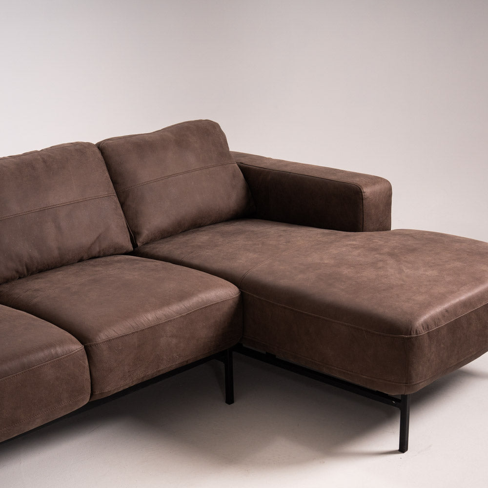 Canapea cu șezlong Praga Piele Outback Brown